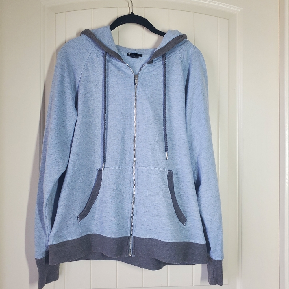 Champion zip up hoodie sweatshirt,  women's size XL in light blue& gray